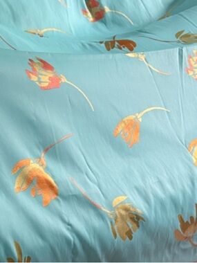 Aqua Floral medium weight fabric. Attempted to make 56x92 curtain panels (2)